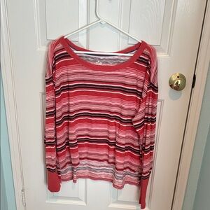 Pilcro Red and Black Striped Knit Top